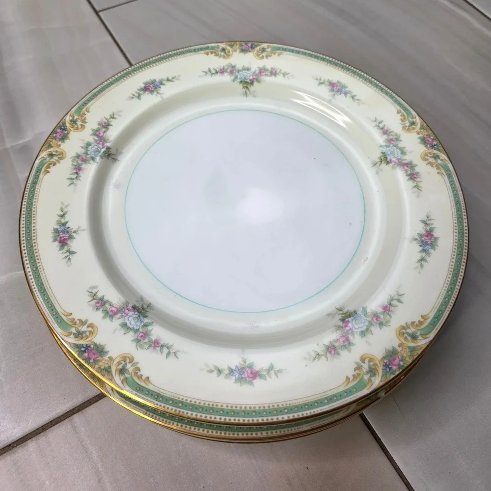 Noritake China Plaza Dinner Plates Set‎ of 5 Vintage Floral Gold Trim Japan 10